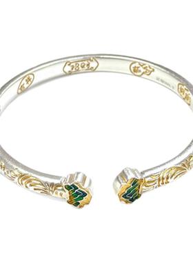 燕归山水画国风足银999轻奢手镯