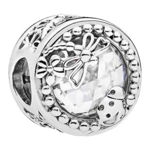 纯银潘家手链女白色琉璃猫眼珠子萌宠天使散珠手镯diy串珠配件