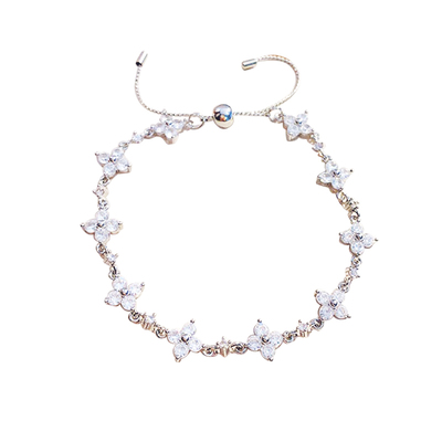 s925银碎钻四叶草手链女精致轻奢