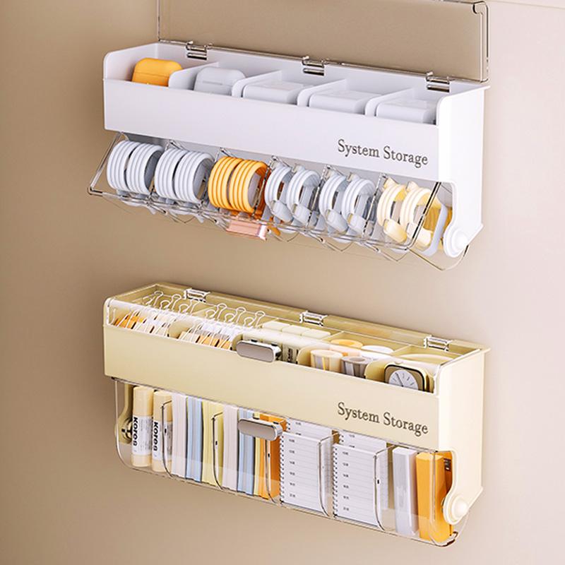 多功能数据线收纳盒家用壁挂式手机充电器数据线电源线整理大容量