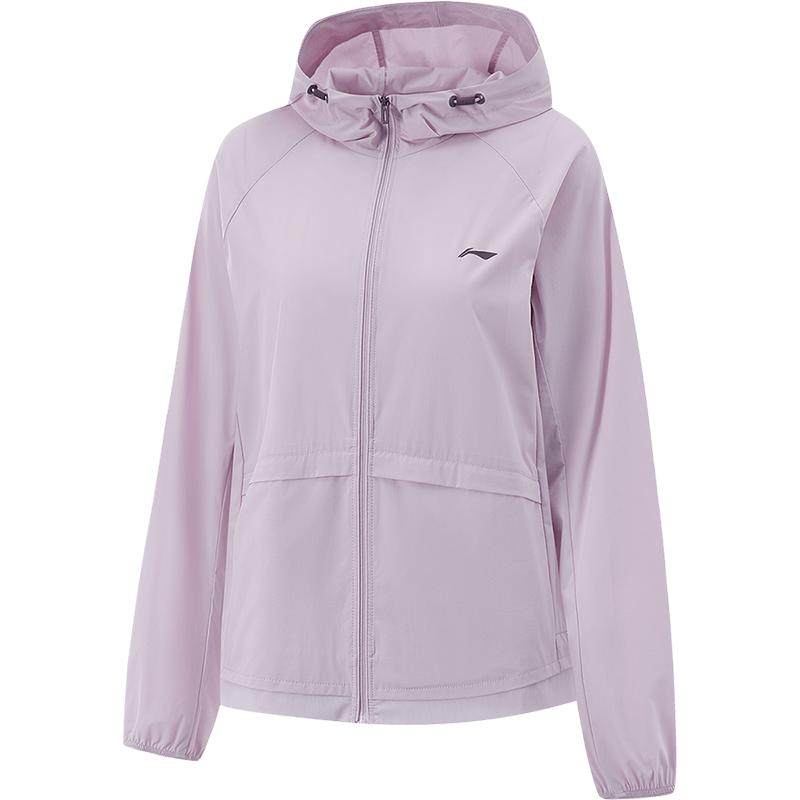 李宁防晒连帽女运动风衣运动服