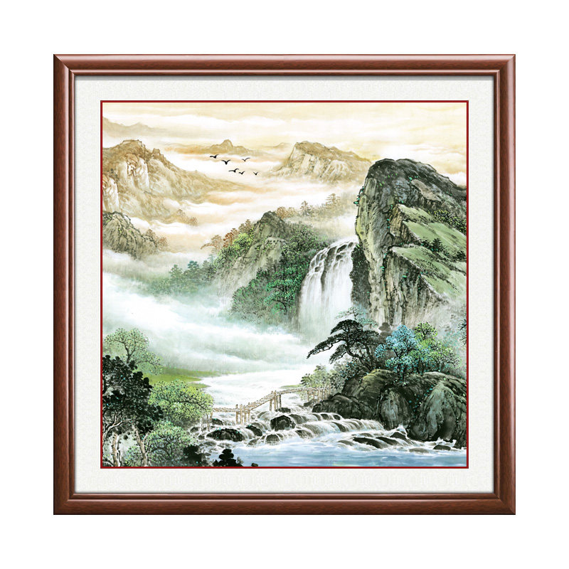 客厅玄关新中式流水生财镇宅挂画