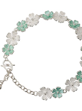 足银凝春五花手链女款纯银手串