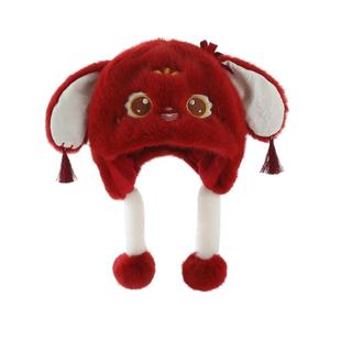 婴儿帽子冬季超萌小兔宝宝毛绒护耳帽秋冬天婴幼儿加厚防风雷峰帽