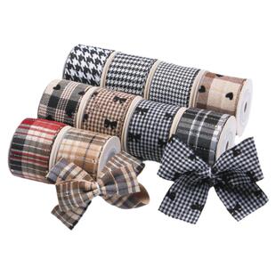 英伦学院风格子丝带DIY蝴蝶结发饰发夹鲜花织带缎带绸带辅料