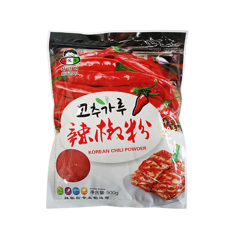 韩式泡菜辣椒粉辣白菜辣椒面粗粒小伙子辣椒碎粗500g泡菜拌料调料