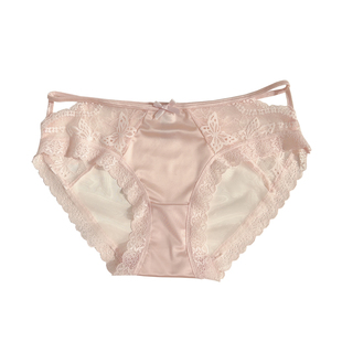 温柔粉色系少女性感诱惑薄款透明缎面丝滑网纱中低腰三角内裤女
