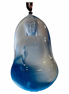 冰种老蓝水危料翡翠平替素衣观音石英岩高冰吊坠挂件玉守护神吊坠