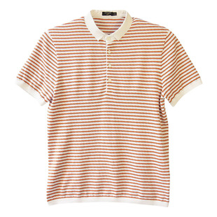 利奥纳多LEONARDO夏季针织圆领全棉条纹透气收身男装短袖T恤0271