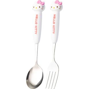 HelloKitty不锈钢勺子叉子家用叉勺套装高颜值儿童可爱卡通小调羹