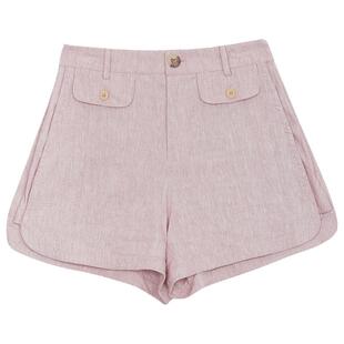 谜底A型短裤女年夏季新品通勤风百搭透气纯色直筒裤242MK0709