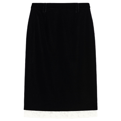 bebe冬季新款蕾丝丝绒半身裙