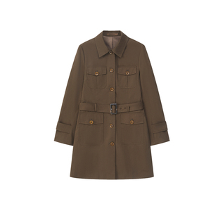 Cycle Document 复古通勤风多口袋廓形修身工装风衣女中长款外套