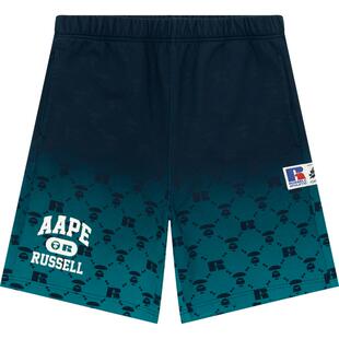 Aape联名RUSSELL男装春夏渐变老花猿人字母印花休闲短裤9706XXM