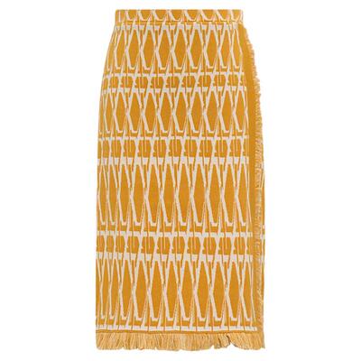 DVF阳光黄复古藤编半裙