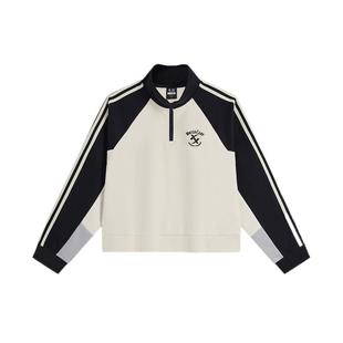 特步运动上衣2025年官方冬季半拉链休闲套头卫衣女976428920272