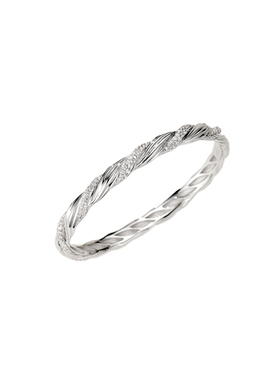 超级重工的螺旋镶钻手镯925纯银