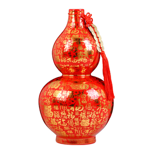 景德镇陶瓷器招财镇宅红色葫芦摆件客厅玄关花瓶新中式高级感乔迁
