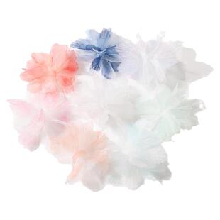 多色立体褶皱渐变欧根纱花朵 绢花 diy手工头饰配件 礼服婚纱辅料