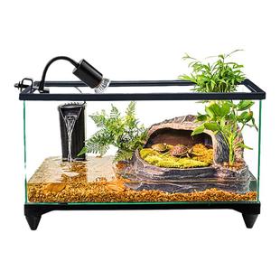 乌龟缸超白玻璃带晒台家用造景小别墅养大乌龟专用饲养箱生态鱼缸