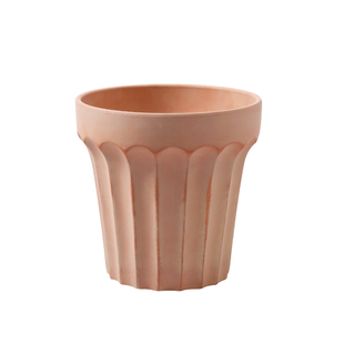 北欧宽边条纹田园风红陶花盆花园装饰种植透气吸水粗陶陶土盆带托