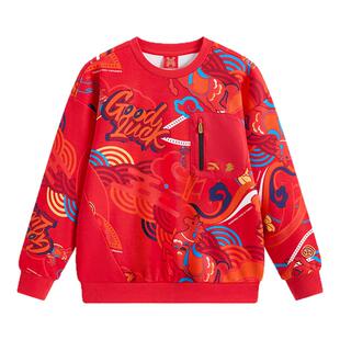 【红色新年马年】安踏儿童加绒卫衣男童2026年新款保暖裤子拜年服