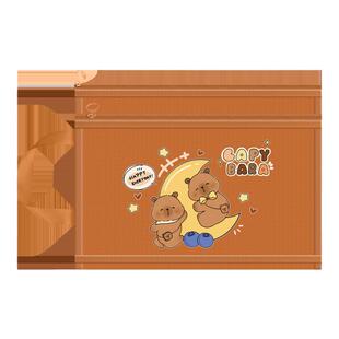 卡皮巴拉手提袋A4透明双层网纱文件袋小学生专用试卷收纳袋初中生文具铅笔袋拉链式资料袋a5学科分类袋补习袋