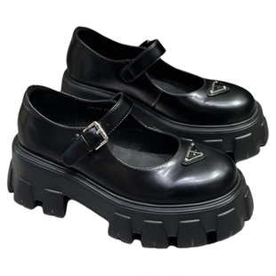 欧货IDO春款2026新款女鞋真皮黑色玛丽珍鞋女法式赫本风厚底单鞋