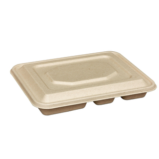 一次性餐盒可降解饭盒四格纸浆快餐盘分格便当盒食品级外卖打包盒