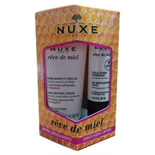 现货法国nuxe欧树reve de miel蜂蜜护手霜30ml，润唇膏4g
