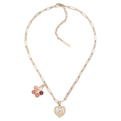 彩石小花爱心chain项链