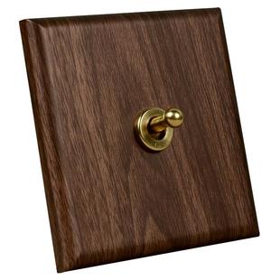 黑胡桃木纹仿古风美式复古开关插座面板新中式酒店民宿86型五孔