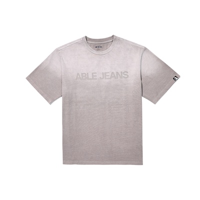 ABLE JEANS春季新款男士水洗渐变街头宽松圆领短袖T恤