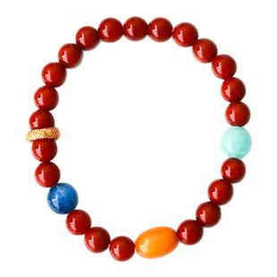 Yangui原创「岁礼」新中式国风南红蜜蜡天河石蓝晶石情侣手串手链