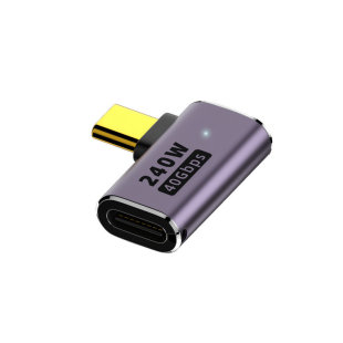 USB4转接头带灯Type-C公对母手机平板笔记本40G传输雷电3数据延长线90度弯头U型L形240W充电PD快充全功能接口