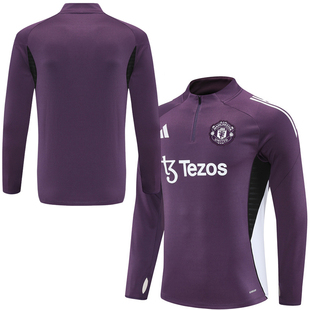 25-26曼联长袖半拉链训练出场服卫衣球衣外套成人儿童足球队服男