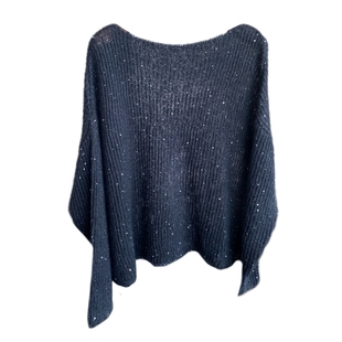 AMR UU◆小众设计 bling暗闪亮片黑色套头毛衣显瘦上衣女秋冬新款