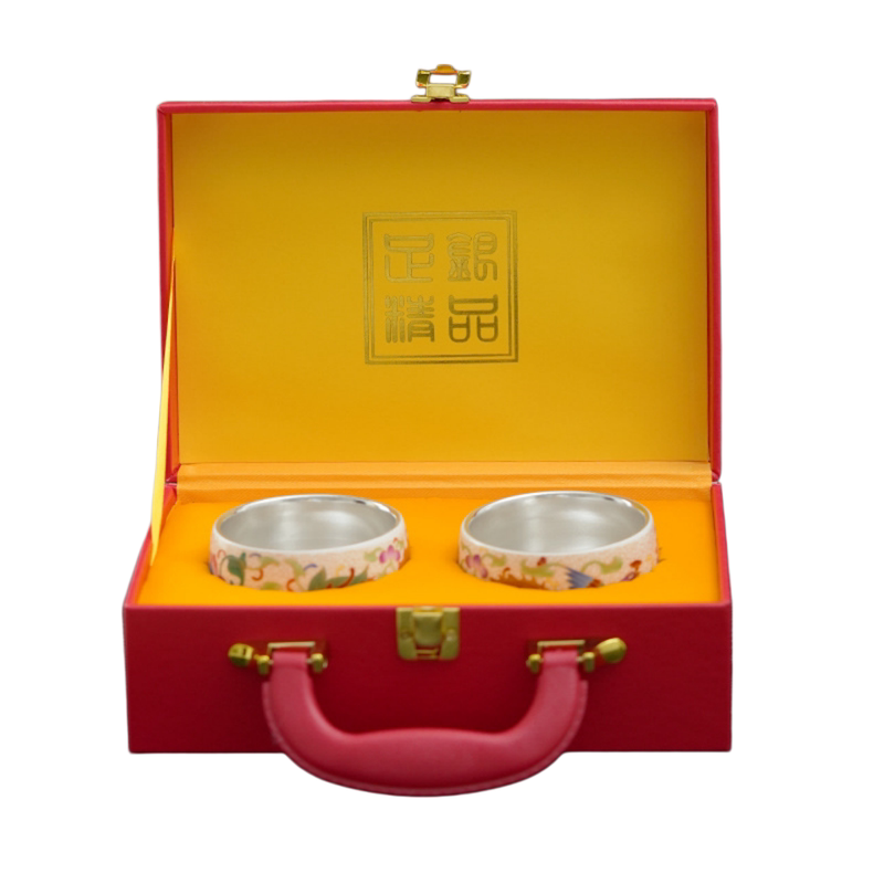 金线掐丝珐琅彩鎏纯银龙凤主人杯
