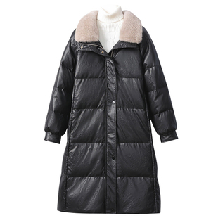 海宁加厚皮衣女中长款外套时尚显瘦水貂毛领真皮羽绒服2025冬新款