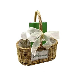 花篮草编藤编竹编织鲜花花童干花道具插花摆件水果月子鸡蛋手提篮