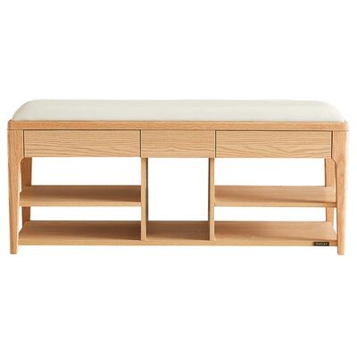 全友家居北欧原木风换鞋凳