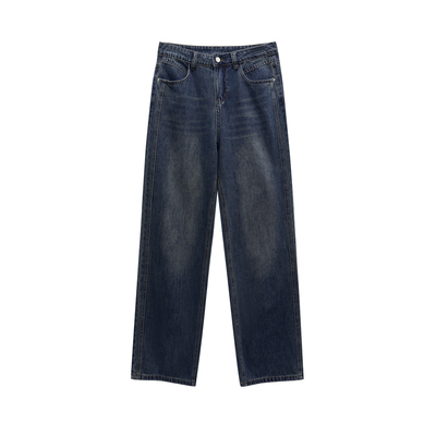 梨型身材大码女装直筒牛仔阔腿裤