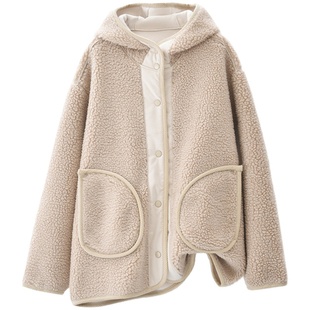 皮毛一体外套女秋冬超厚羊羔毛2024冬季新款加绒加厚女士女款棉服