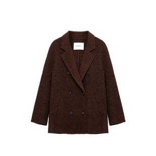 MESUX米岫新美丽诺羊毛双排扣复古大衣羊驼毛外套女MMWSI401
