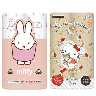 日本丸富制纸印花卫生卷纸KT猫熊皮卡丘彩色香氛卡通家用纸巾25米