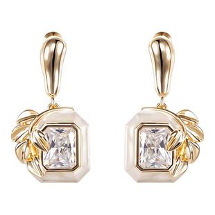 Cercoo/奢蔻浮宫藏品叶脉水晶耳钉2023年冬季法式个性美拉德耳环