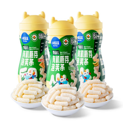 小鹿蓝蓝婴幼儿有机胚芽米泡芙条手指泡芙宝宝零辅食6月+无添加盐