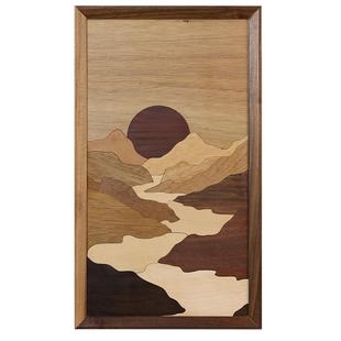 木拼画原木书房茶室会所民宿高端装饰画实木手工制作送礼收藏品