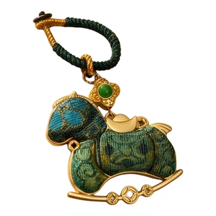 非遗宋锦挂件生肖马年吉祥物挂饰diy材料包中式压襟马上有钱胸针