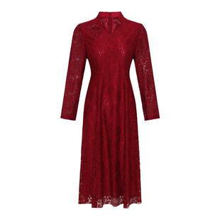 黛玛诗显瘦花裙子秋秋新款连衣裙优雅蕾丝绣花婚宴结婚礼服女